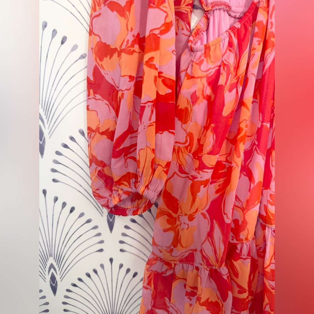 Jessica Simpson Pink and Orange Ruffled Tiered Sundress - Picture 5 of 7
